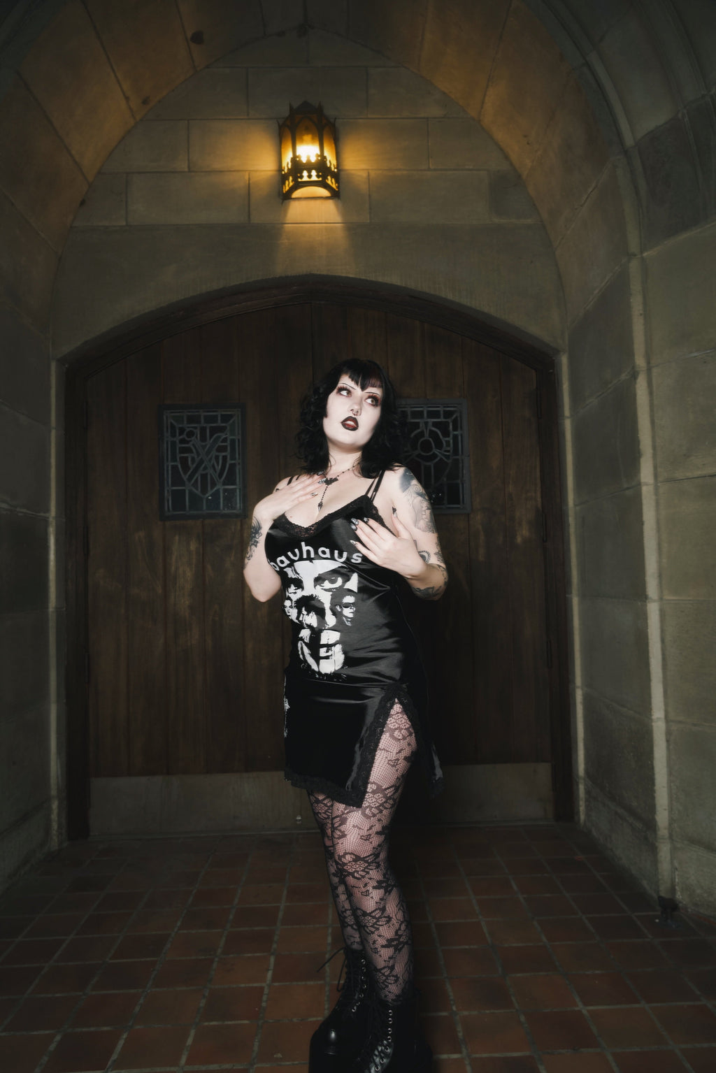 Vera's Eyecandy Bauhaus Cross Mini Slip Dress