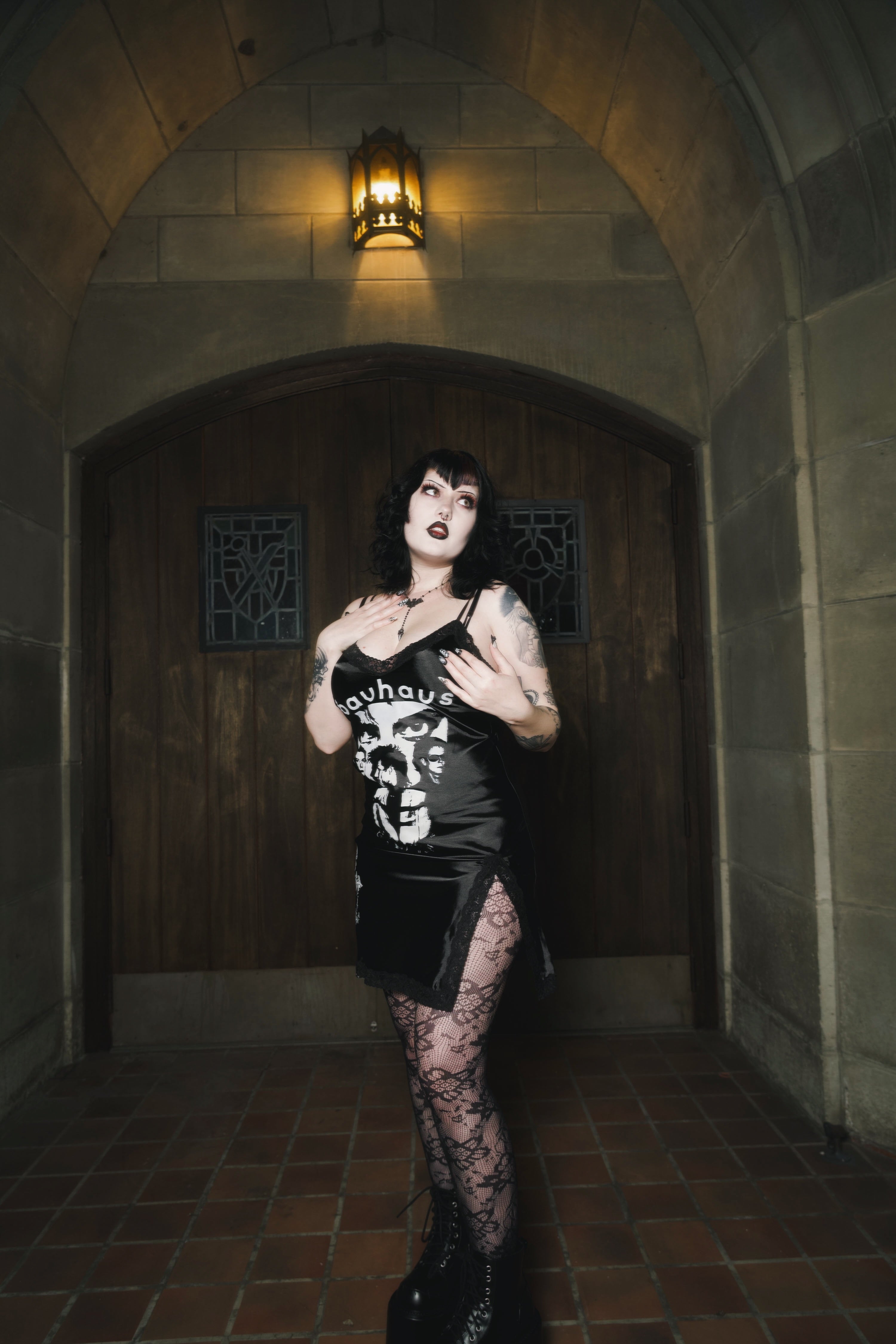 Vera's Eyecandy Bauhaus Cross Mini Slip Dress