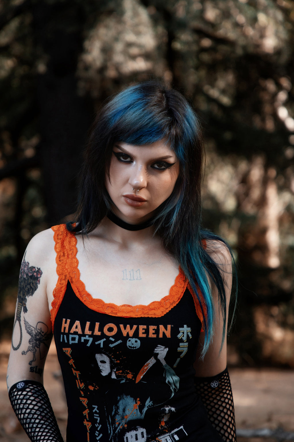 Vera's Eyecandy Halloween Lace Ribbed Horror Tank Ltd Ed