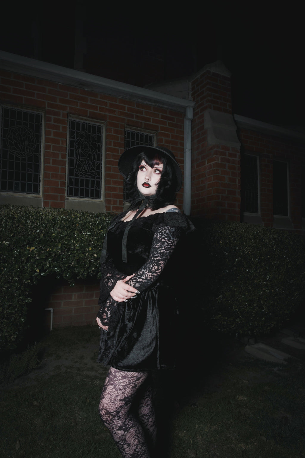 Vera's Eyecandy Black Widow Velvet Dress