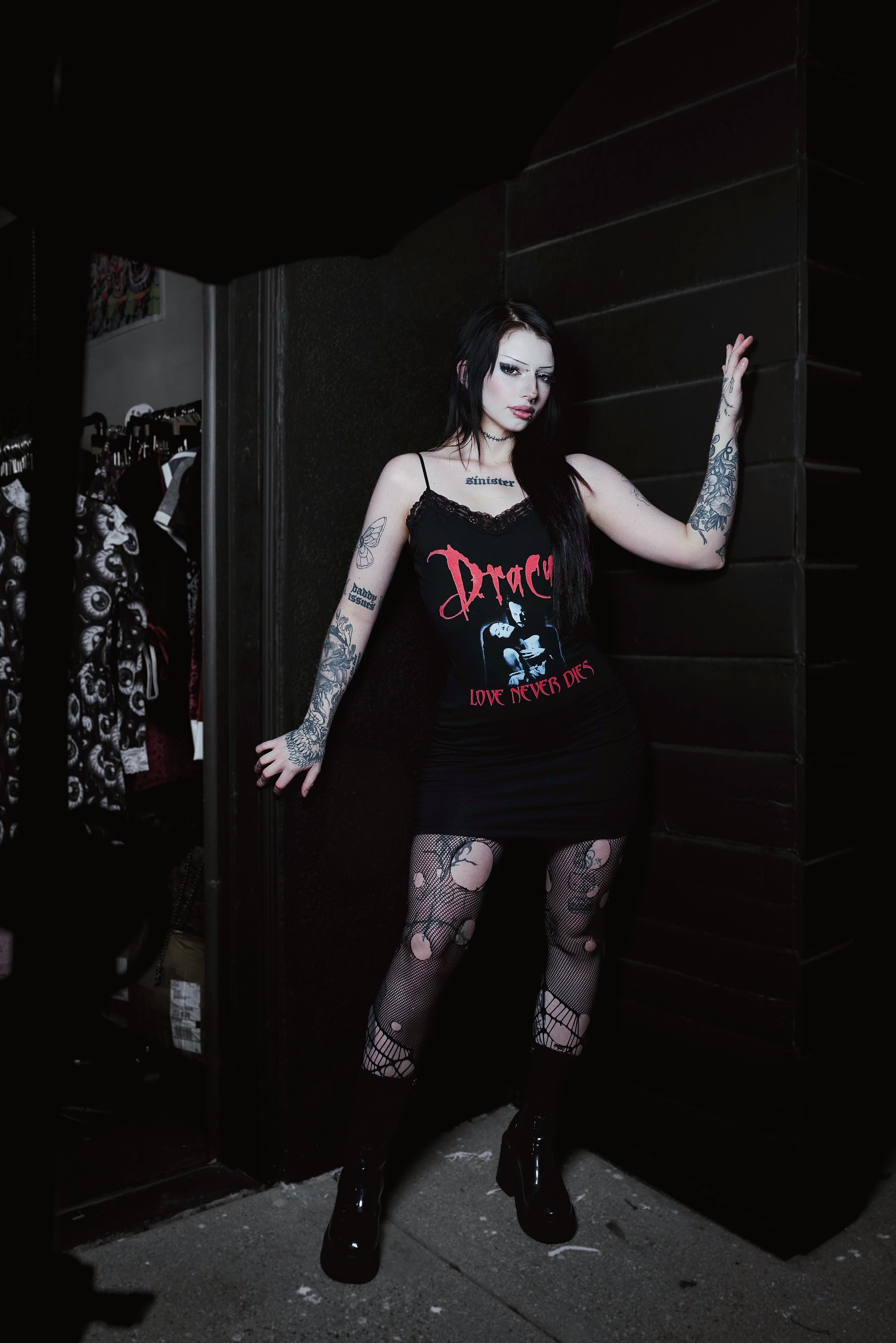 Vera's Eyecandy Dracula Love Never Dies Lace Strap Dress