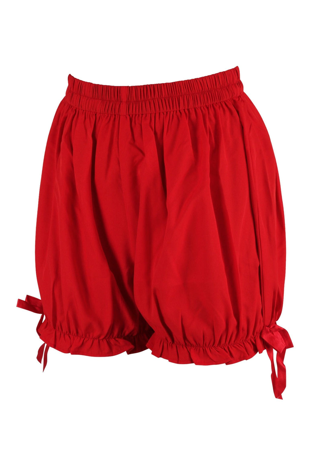 Daisy Corsets Red Crepe Bloomers Ruffle Hem Ribbon Shorts Costume