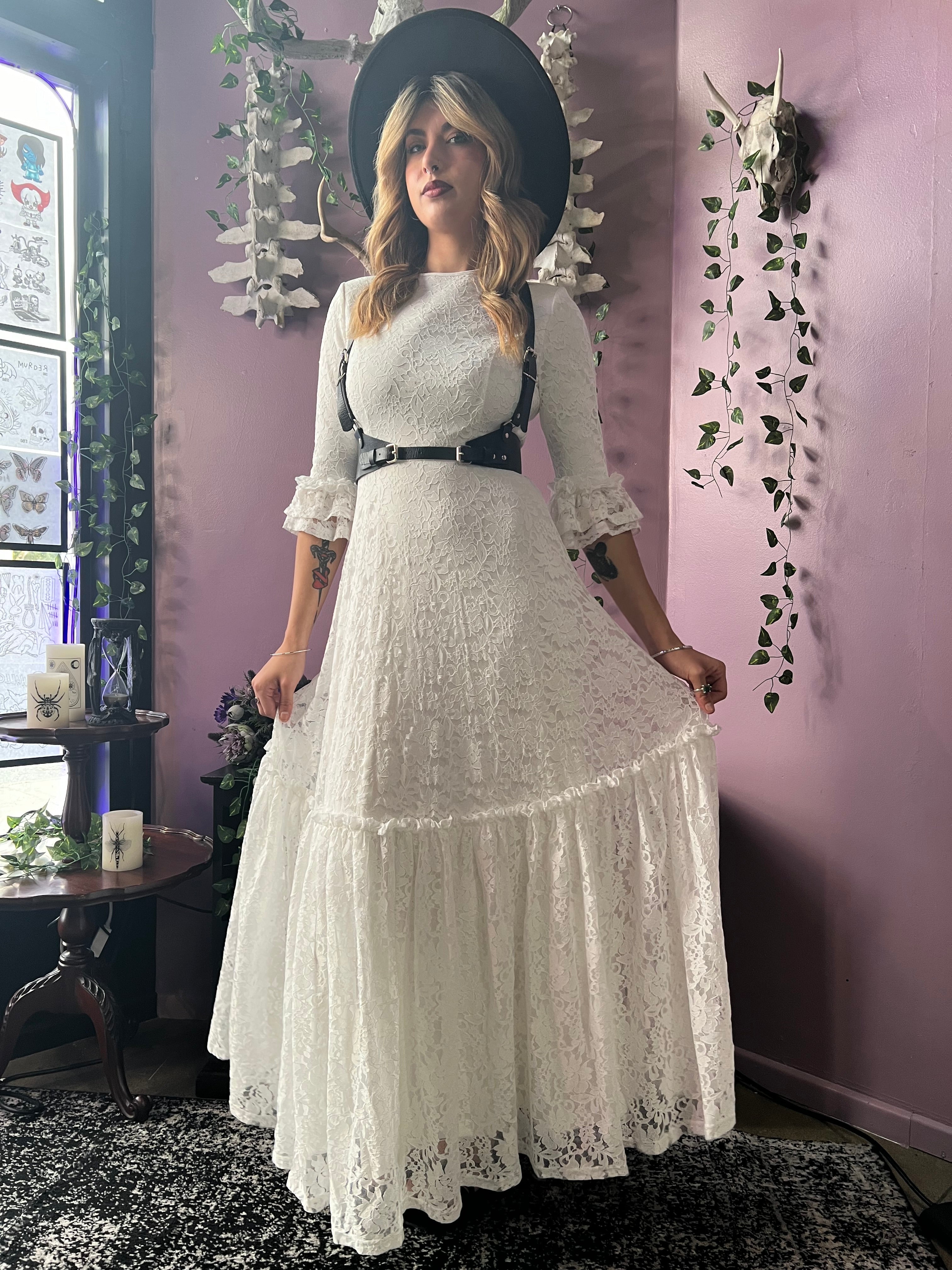 Witchwood Mina Ivory Floral Lace Bride of the Vampire Maxi Dress