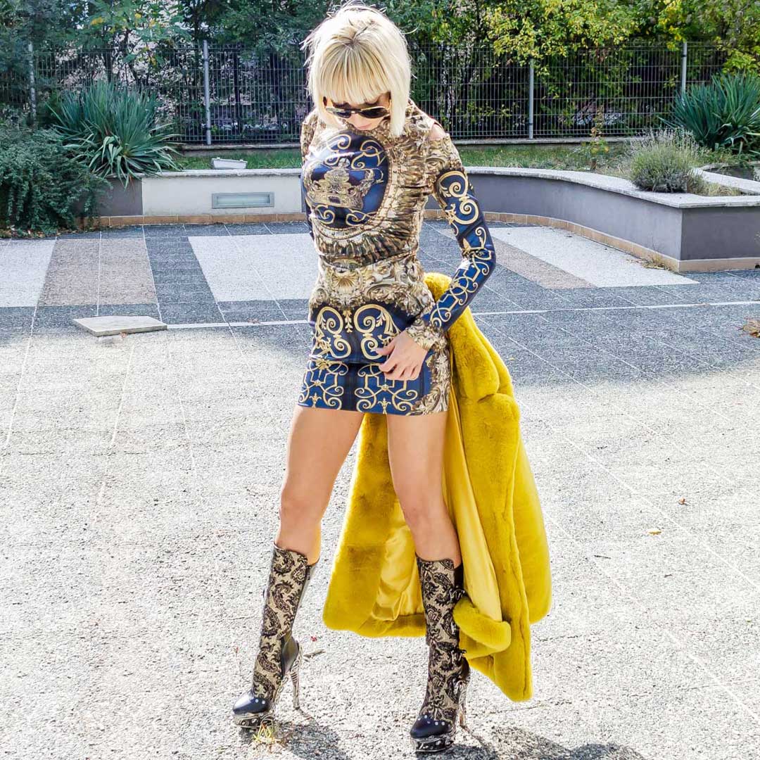 Hades ARIANNA Victorian Steampunk Knee High Boots