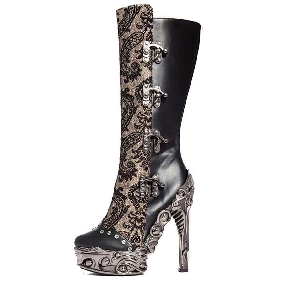 Hades ARIANNA Victorian Steampunk Knee High Boots