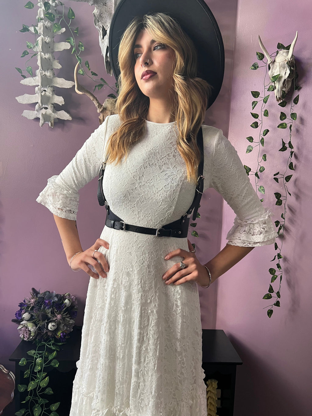 Witchwood Mina Ivory Floral Lace Bride of the Vampire Maxi Dress