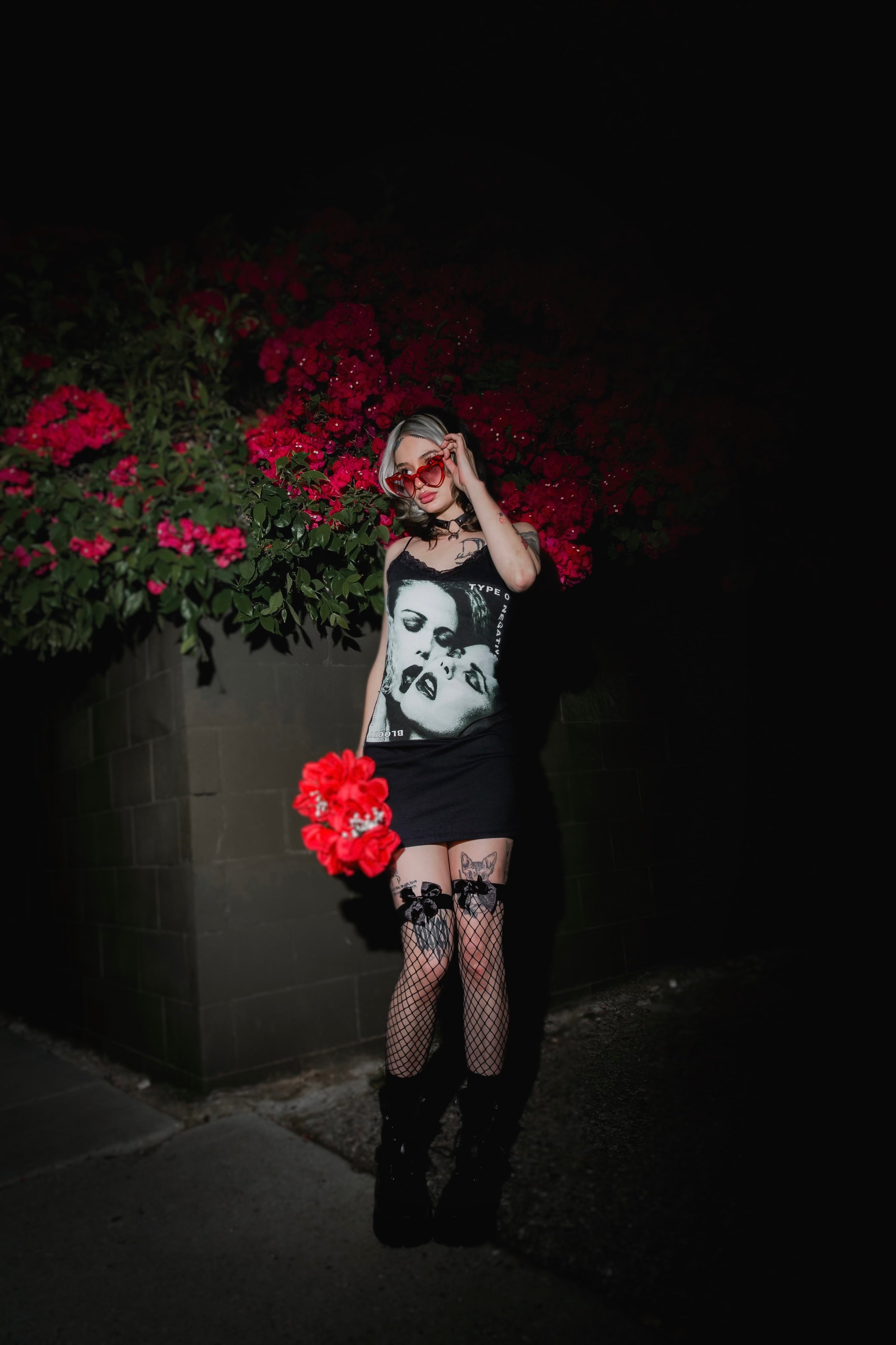 Vera's Eyecandy Type O' Negative Lace Strap Metal Dress