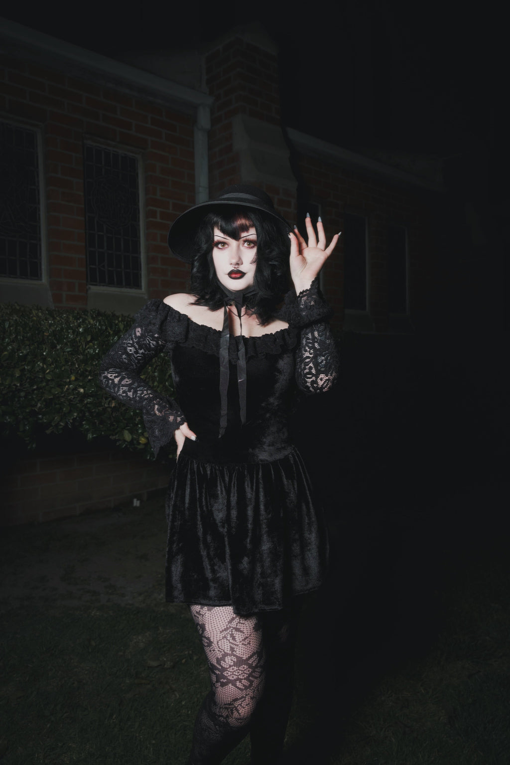 Vera's Eyecandy Black Widow Velvet Dress