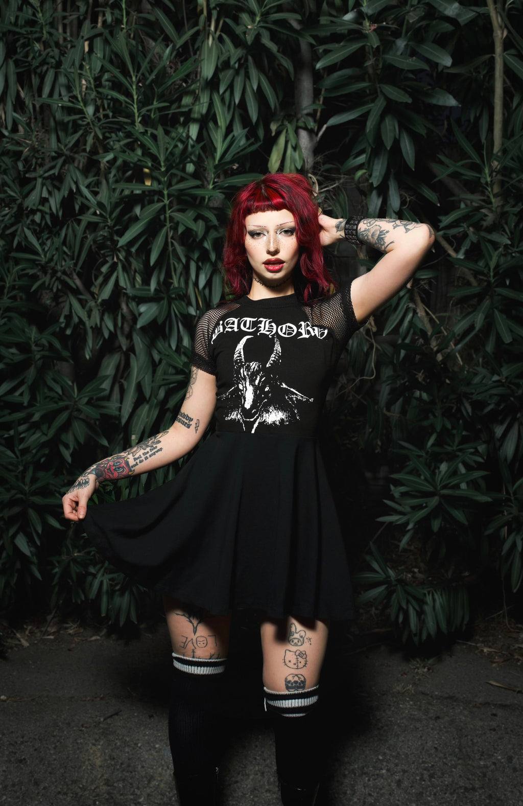 Vera's Eyecandy Bathory Fishnet Baby Doll Metal Dress