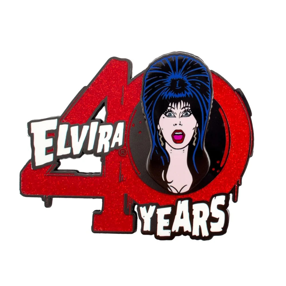 Kreepsville 666 Elvira 40 Years Logo Red Glitter Enamel Pin