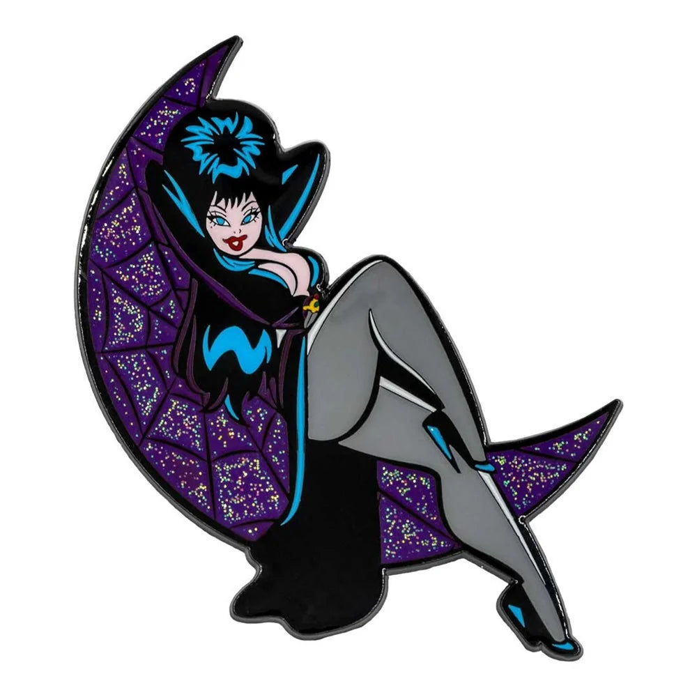 Kreepsville 666 Elvira Crescent Moon Glitter Enamel Pin
