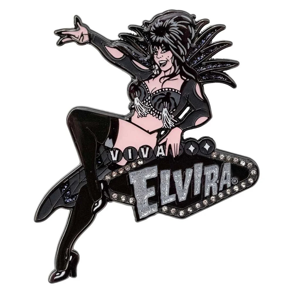 Kreepsville 666 Elvira Vegas Rhinestone Black Enamel Pin