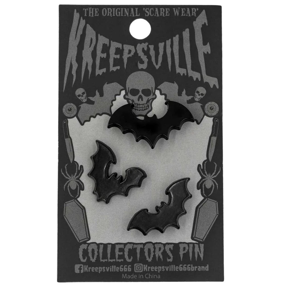 Kreepsville 666 Flying Bat Plated Pin Set Of 3