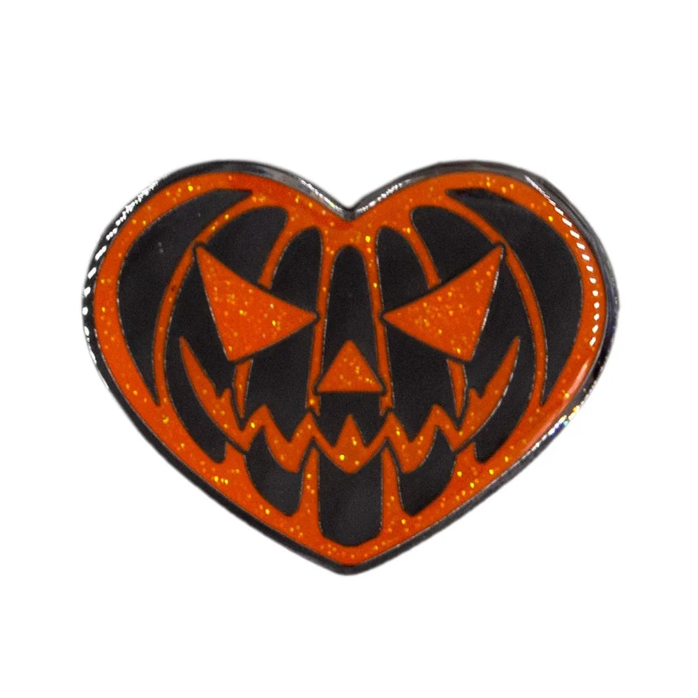 Kreepsville 666 Pumpkin Heart Glitter Enamel Pin