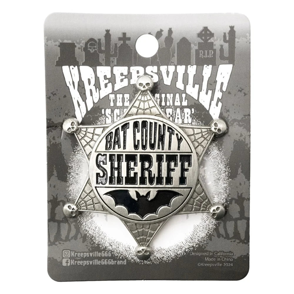 Kreepsville 666 Bat County Sheriff Badge Enamel Pin