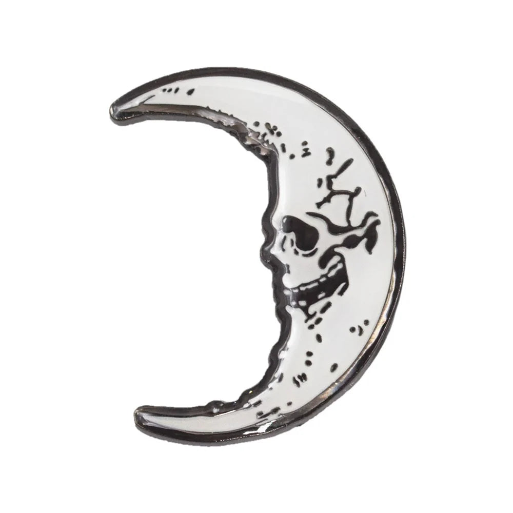 Kreepsville 666 Skull Crescent Moon Glow Enamel Pin
