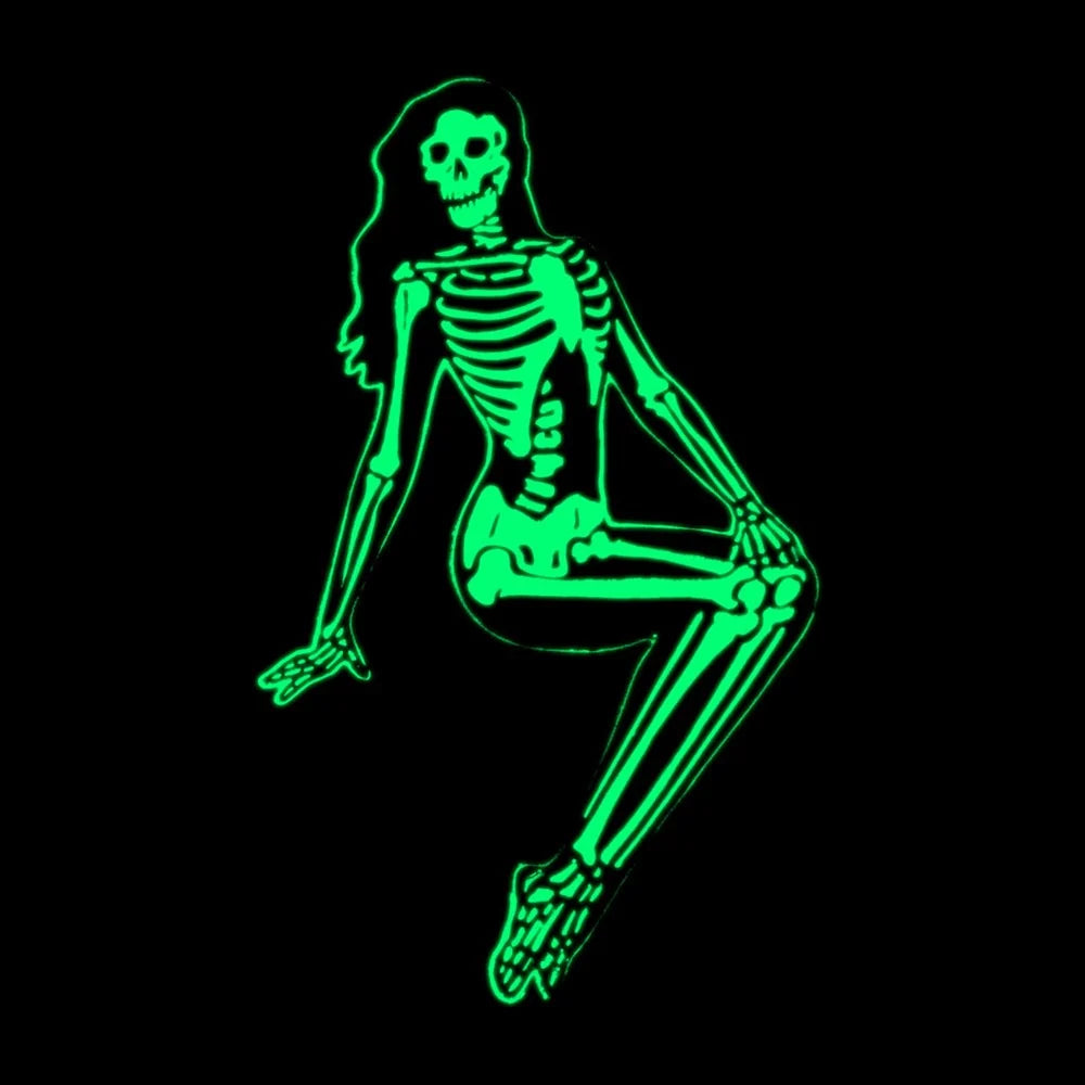 Kreepsville 666 Skeleton Pin-up Girl Sitting Enamel Pin
