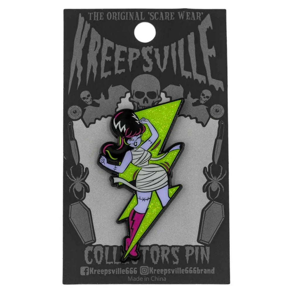 Kreepsville 666 Bride Bolt Green Glitter Enamel Pin