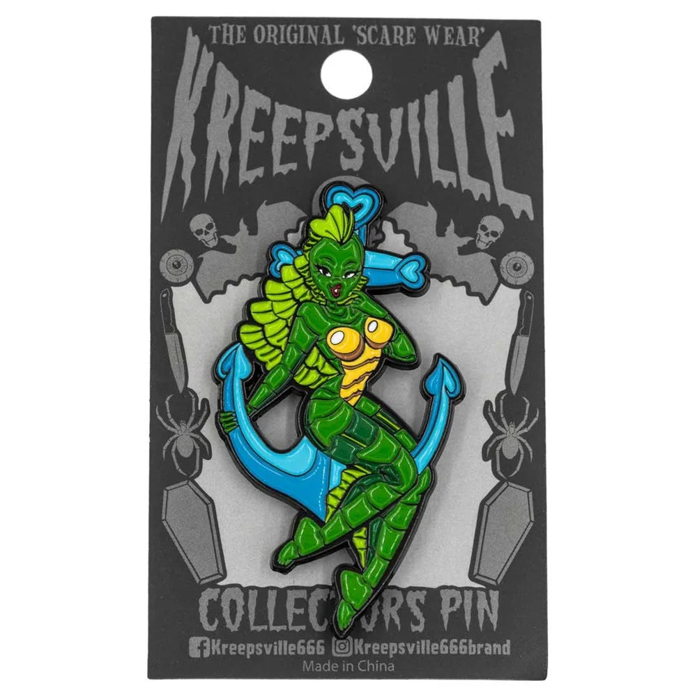 Kreepsville 666 Creature Girl Anchor Glitter Enamel Pin