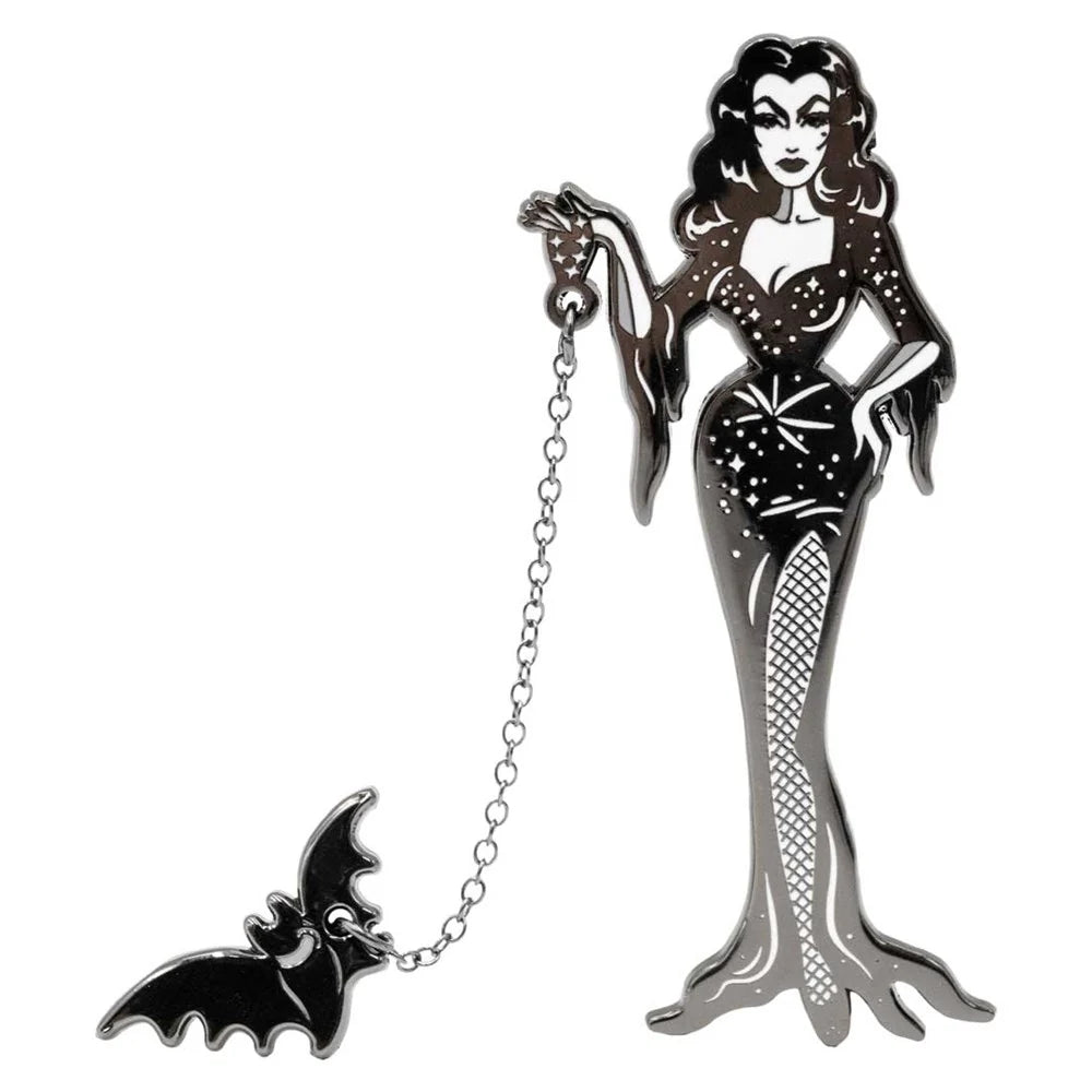 Kreepsville 666 Vampira With Flying Bat Enamel Pin