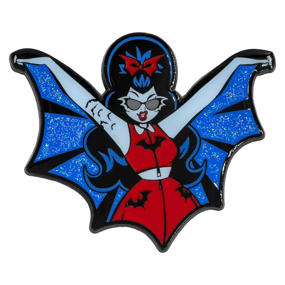 Kreepsville 666 Vampire Girl Batwing Glitter Enamel Pin