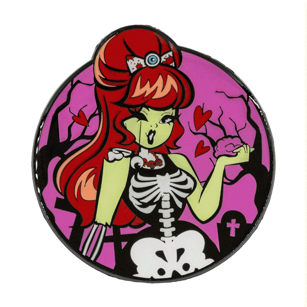 Kreepsville 666 Zombie Girl Moon Glow Enamel Pin