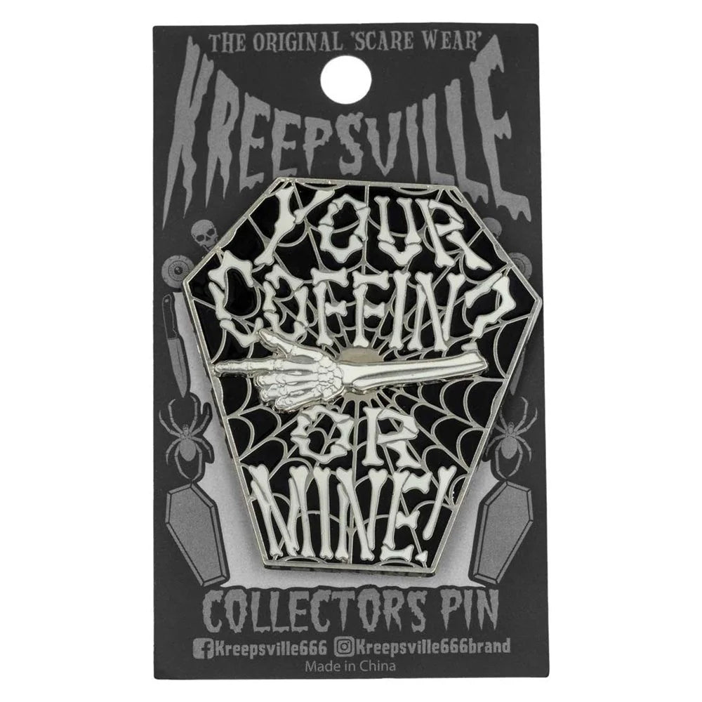 Kreepsville 666 Your Coffin or Mine Spinning Enamel Pin