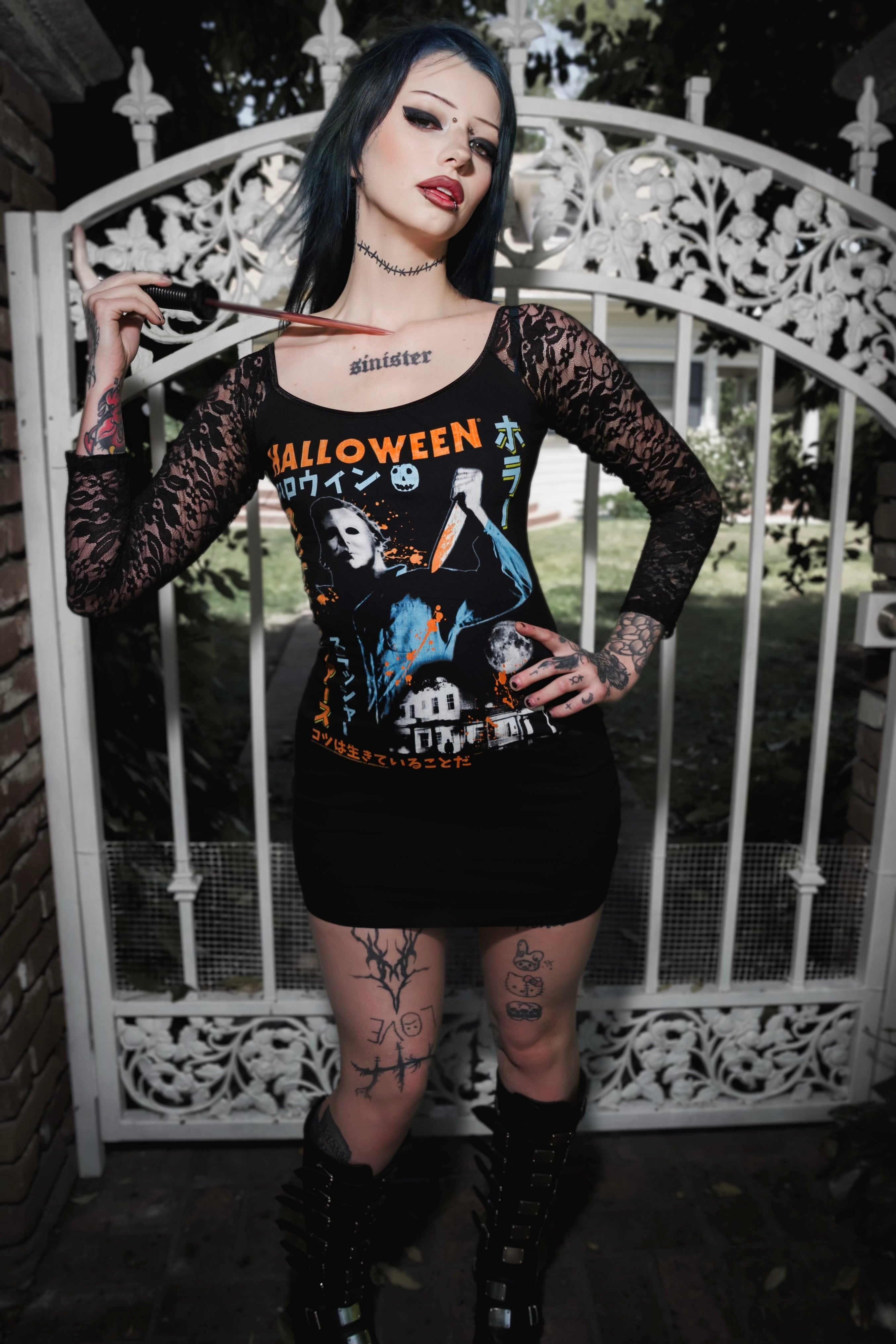 Vera's Eyecandy Halloween Off-Shoulder Lace Dress