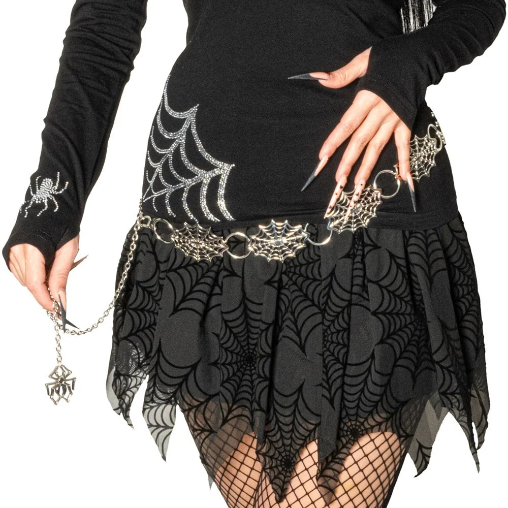 Kreepsville 666 Spiderweb Silver Chain Belt