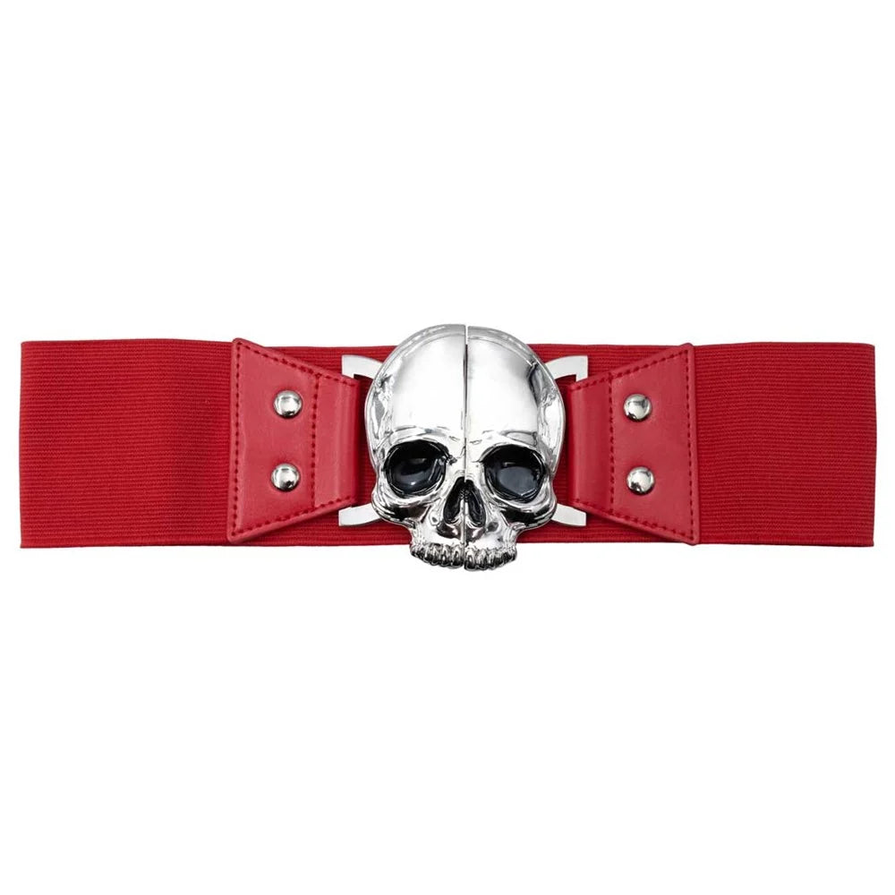 Kreepsville 666 Elastic Waist Belt Skull Red