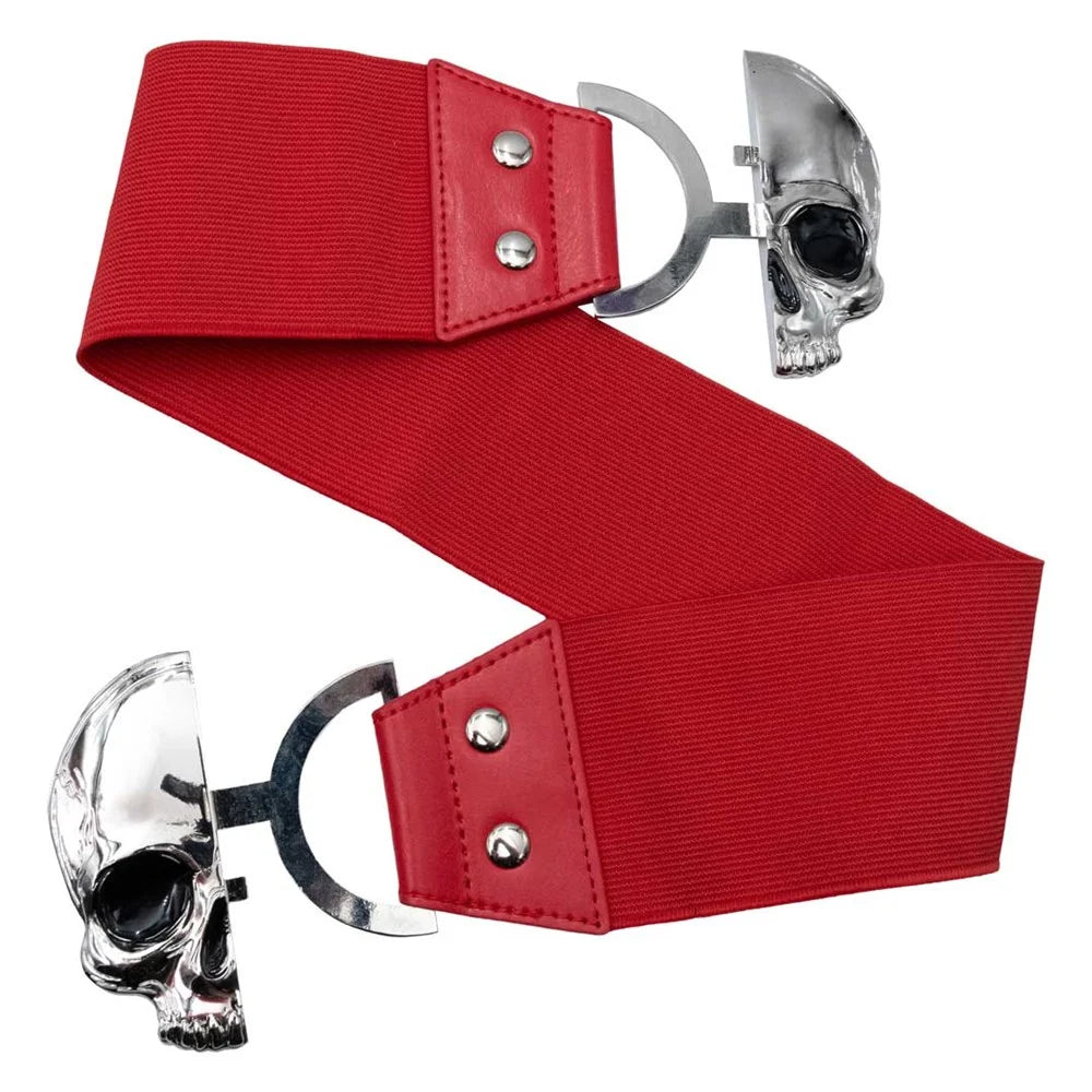 Kreepsville 666 Elastic Waist Belt Skull Red