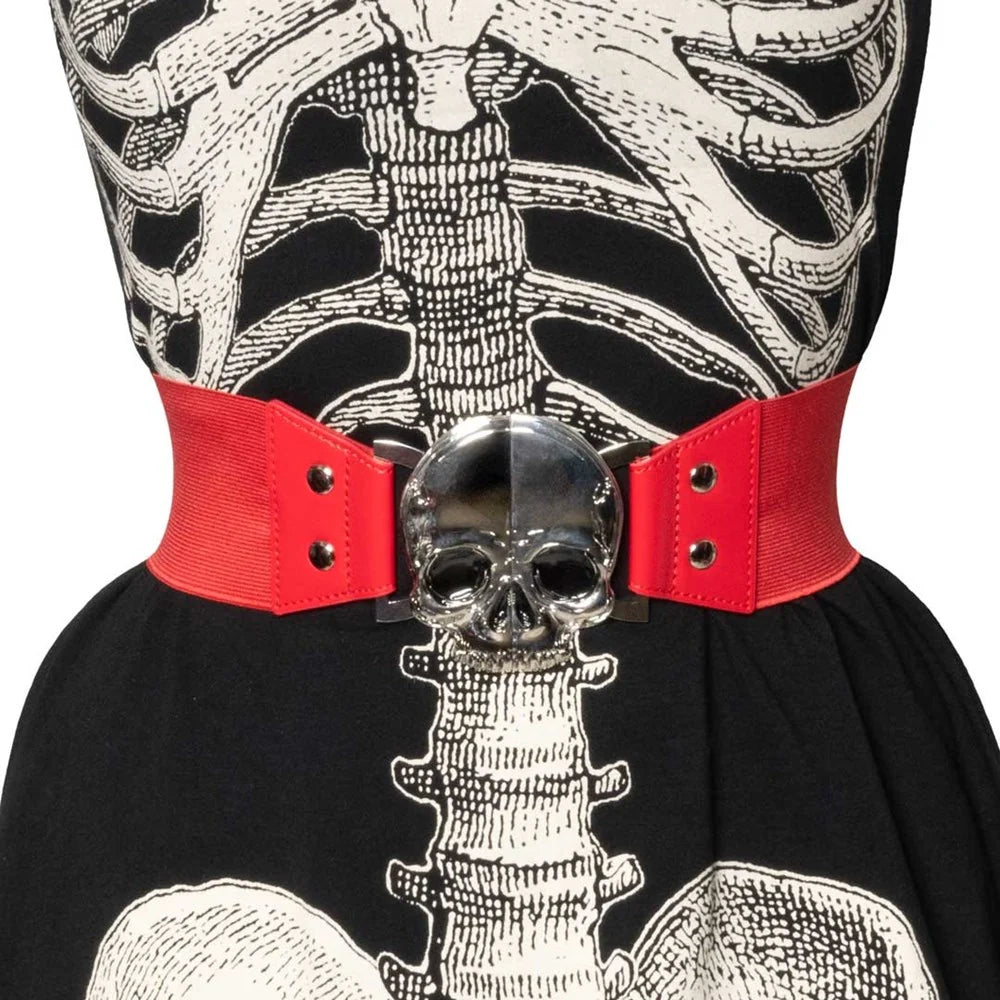 Kreepsville 666 Elastic Waist Belt Skull Red