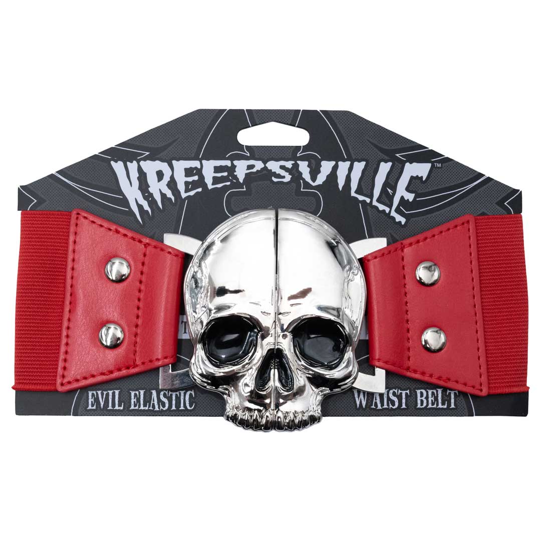 Kreepsville 666 Elastic Waist Belt Skull Red