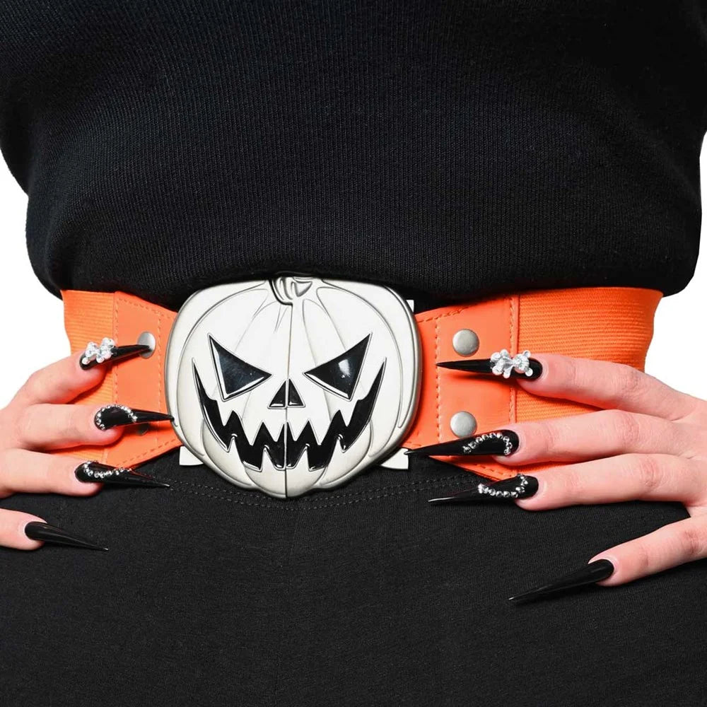 Kreepsville 666 Elastic Waist Belt Trick or Treat Pumpkin Orange