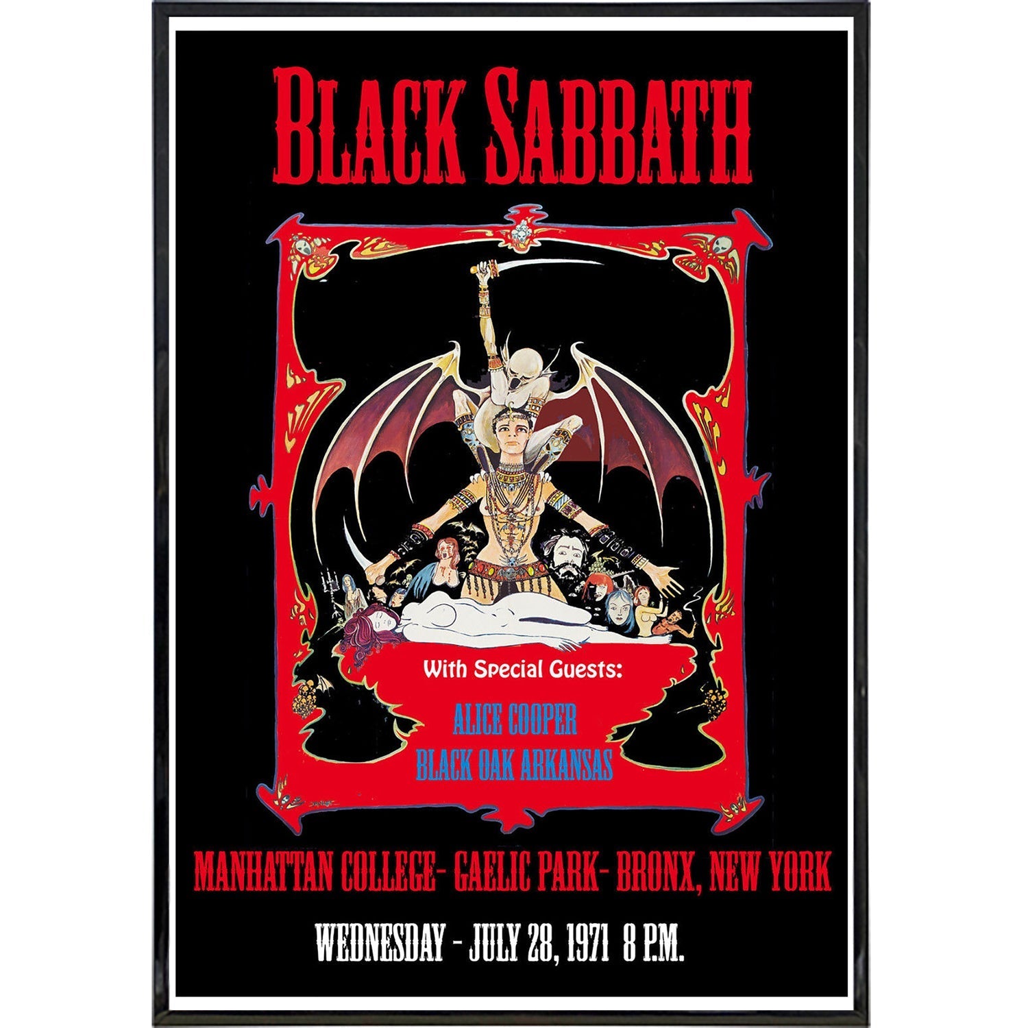 Black Sabbath Bronx Show 1971 Vintage Concert Print