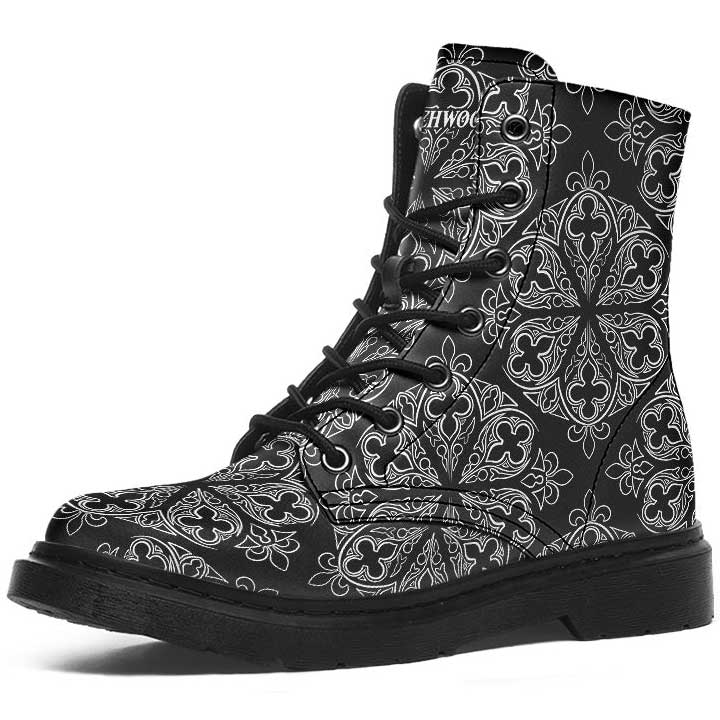 Witchwood Vegan Unisex Gothic Ornaments Combat Boots