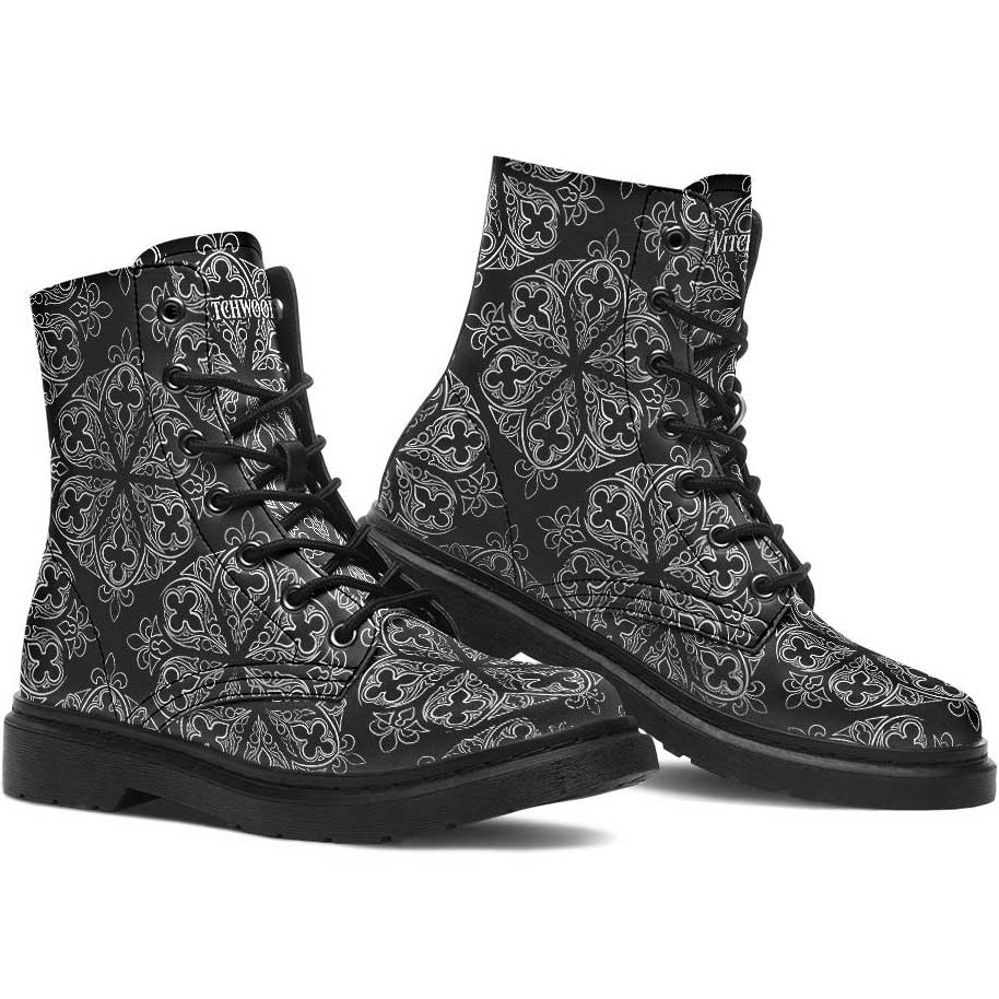 Witchwood Vegan Unisex Gothic Ornaments Combat Boots