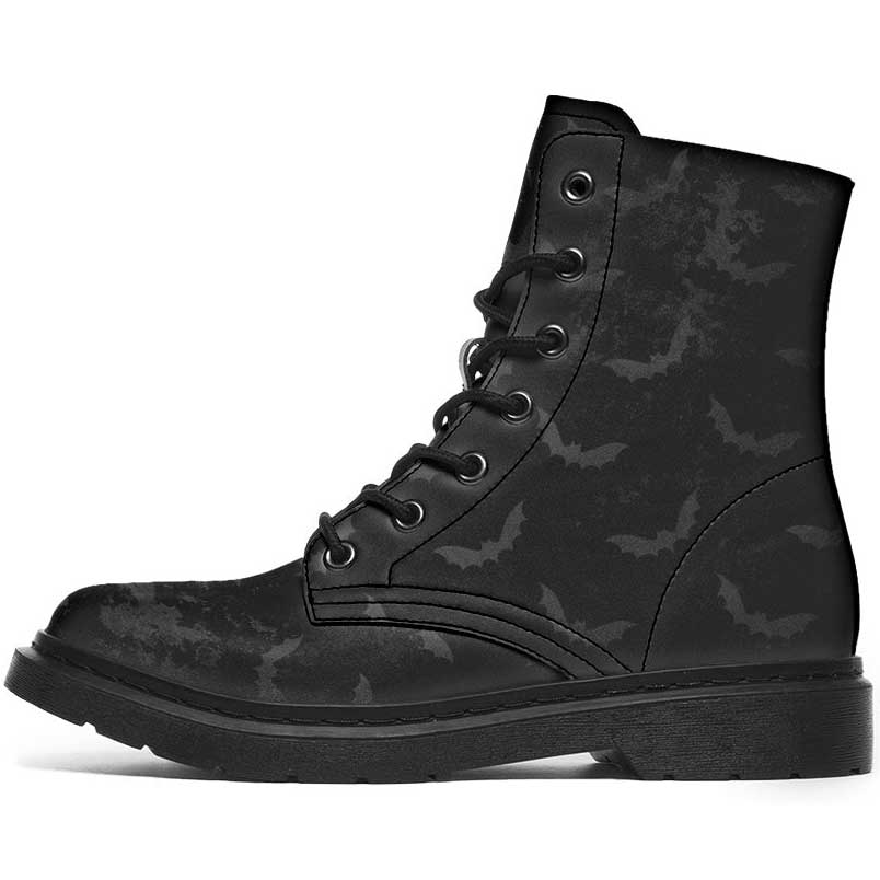 Witchwood Vegan Unisex Distressed Bats Combat Boots