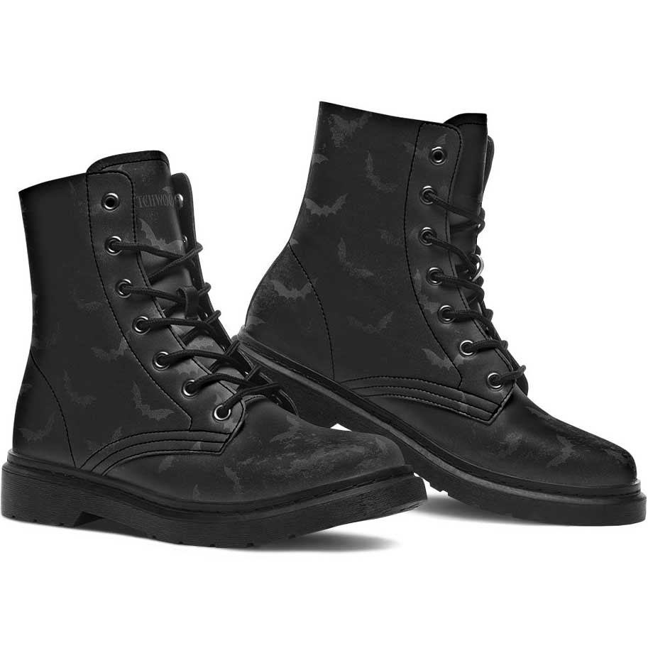 Witchwood Vegan Unisex Distressed Bats Combat Boots