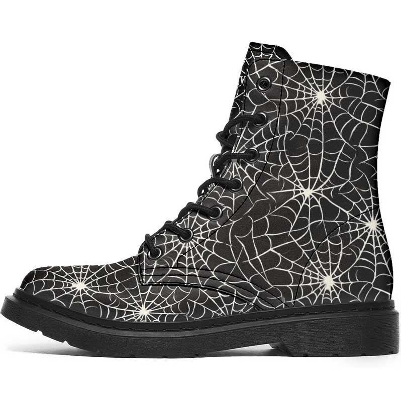 Witchwood Vegan Unisex Spiderwebs Combat Boots