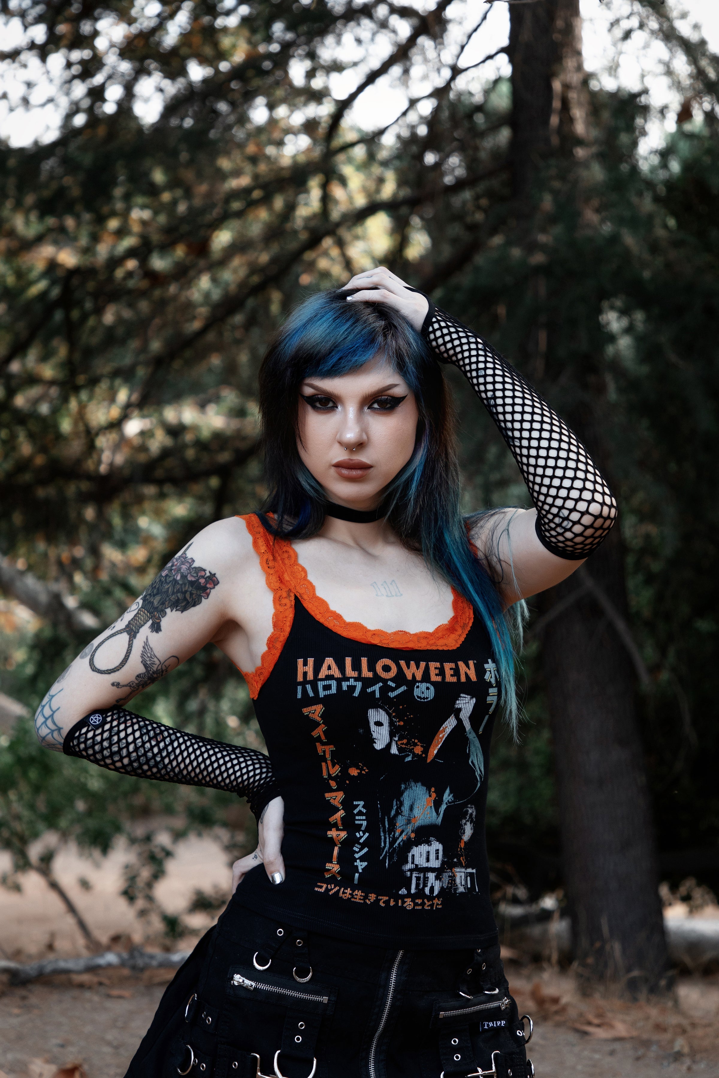Vera's Eyecandy Halloween Lace Ribbed Horror Tank Ltd Ed