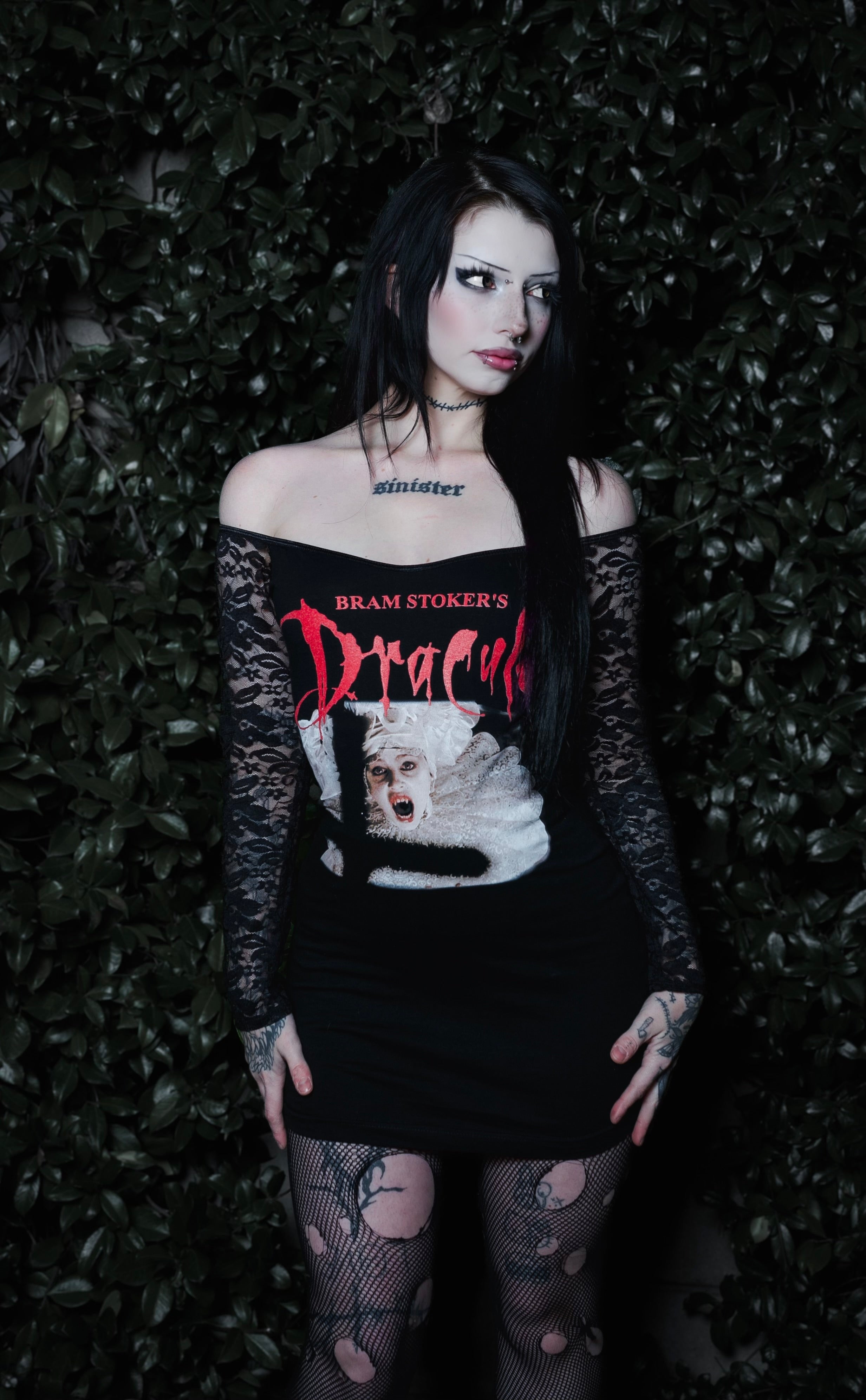Vera's Eyecandy Dracula Lucy Off-Shoulder Lace Dress