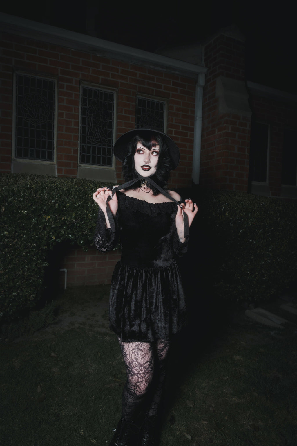 Vera's Eyecandy Black Widow Velvet Dress