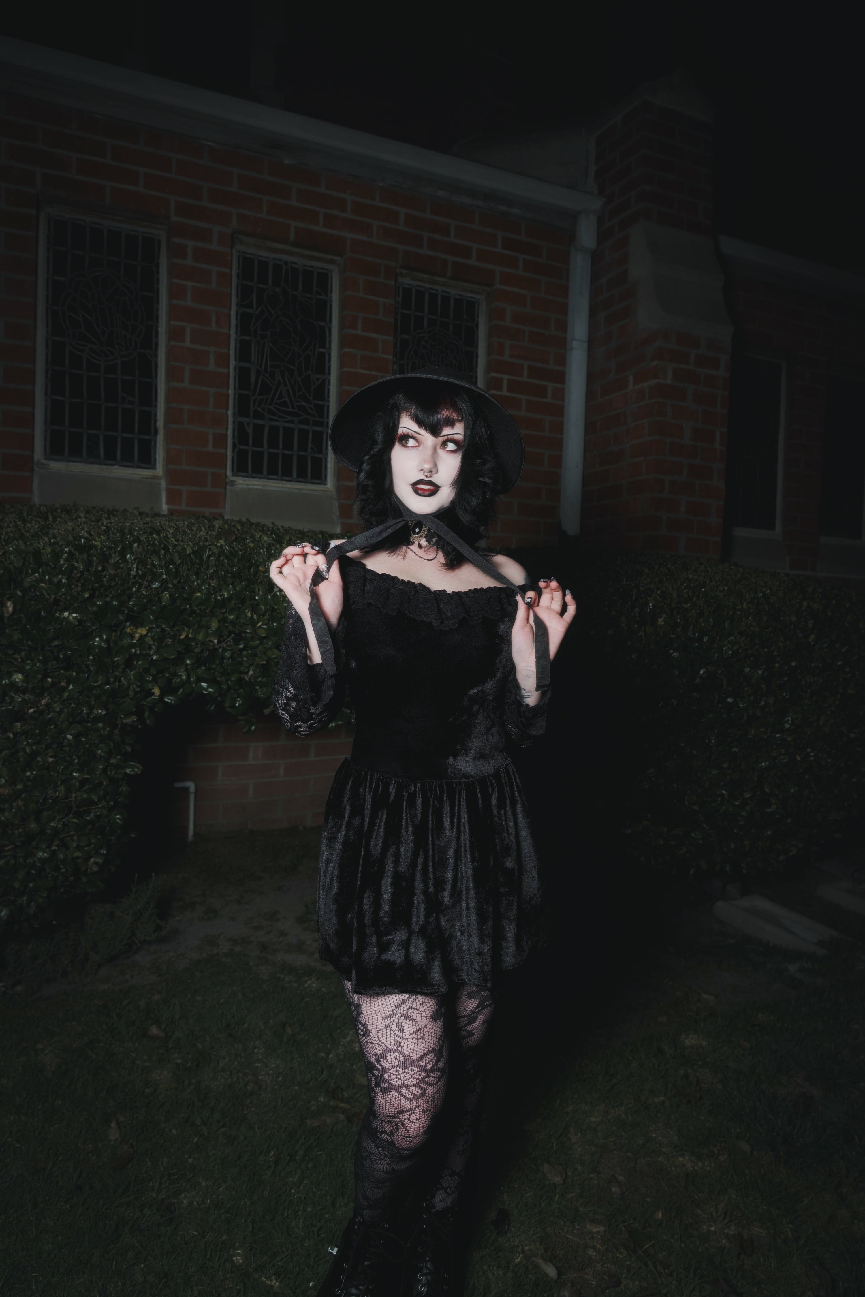 Vera's Eyecandy Black Widow Velvet Dress