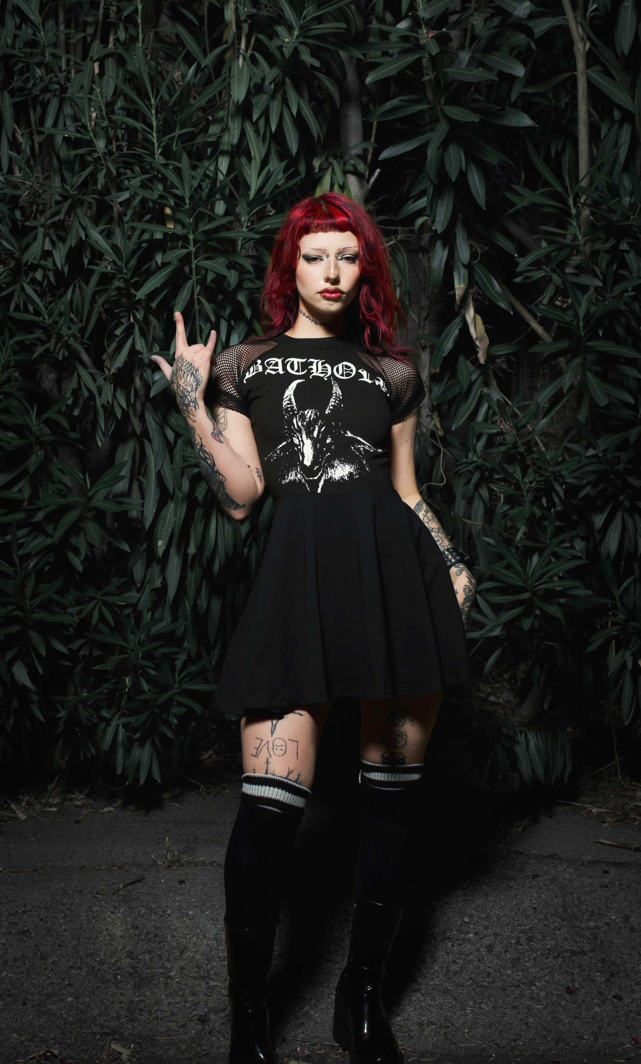 Vera's Eyecandy Bathory Fishnet Baby Doll Metal Dress