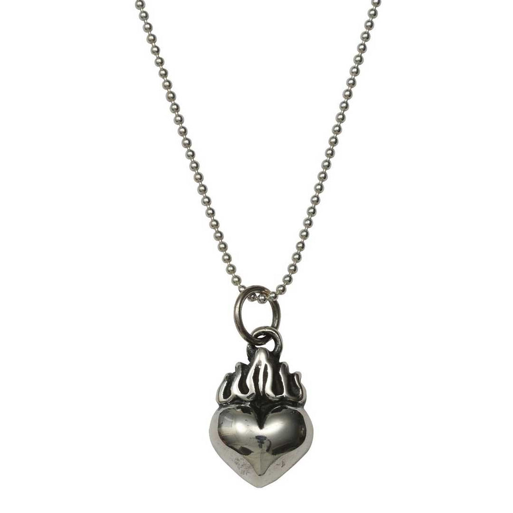 Femme Metale Sacred Heart Hand Cast 925 Silver Pendant