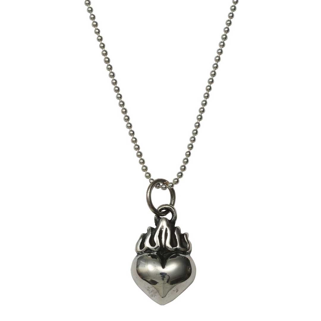 Femme Metale Sacred Heart Hand Cast 925 Silver Pendant