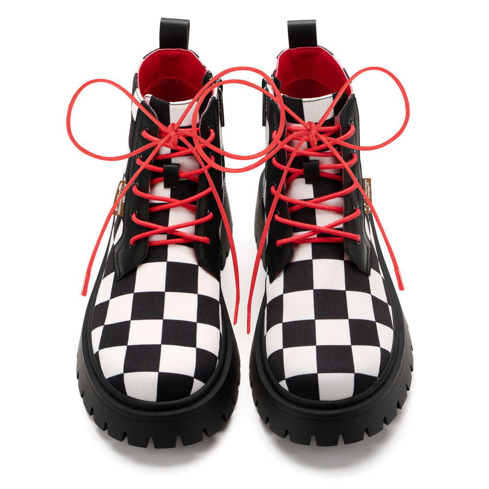 Chocolaticas® Black White Checkmate Checker Women's  Boots