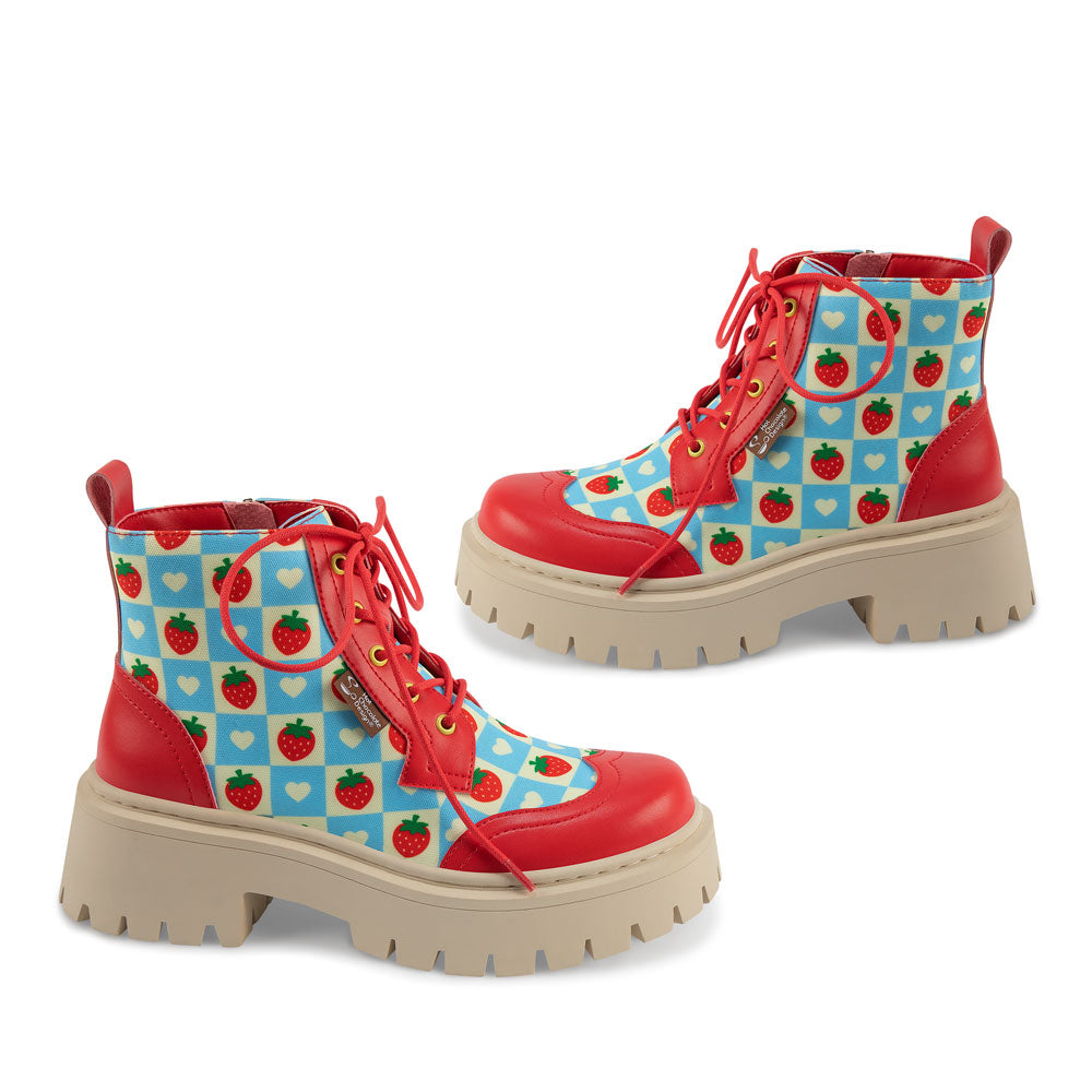 Creamy Berry Women's Lace Up Ankle Boots