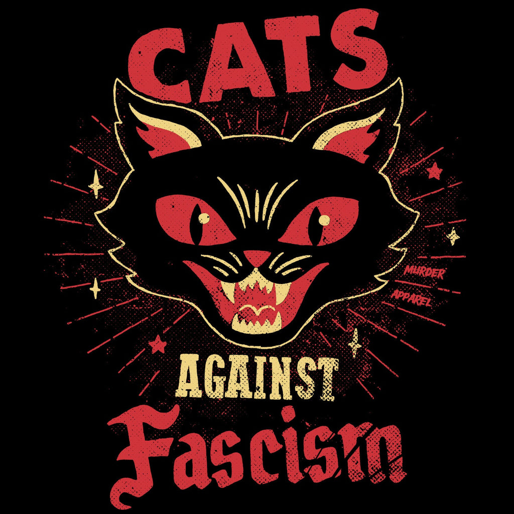 Murder Apparel Cats Against Fascism Black T-shirt